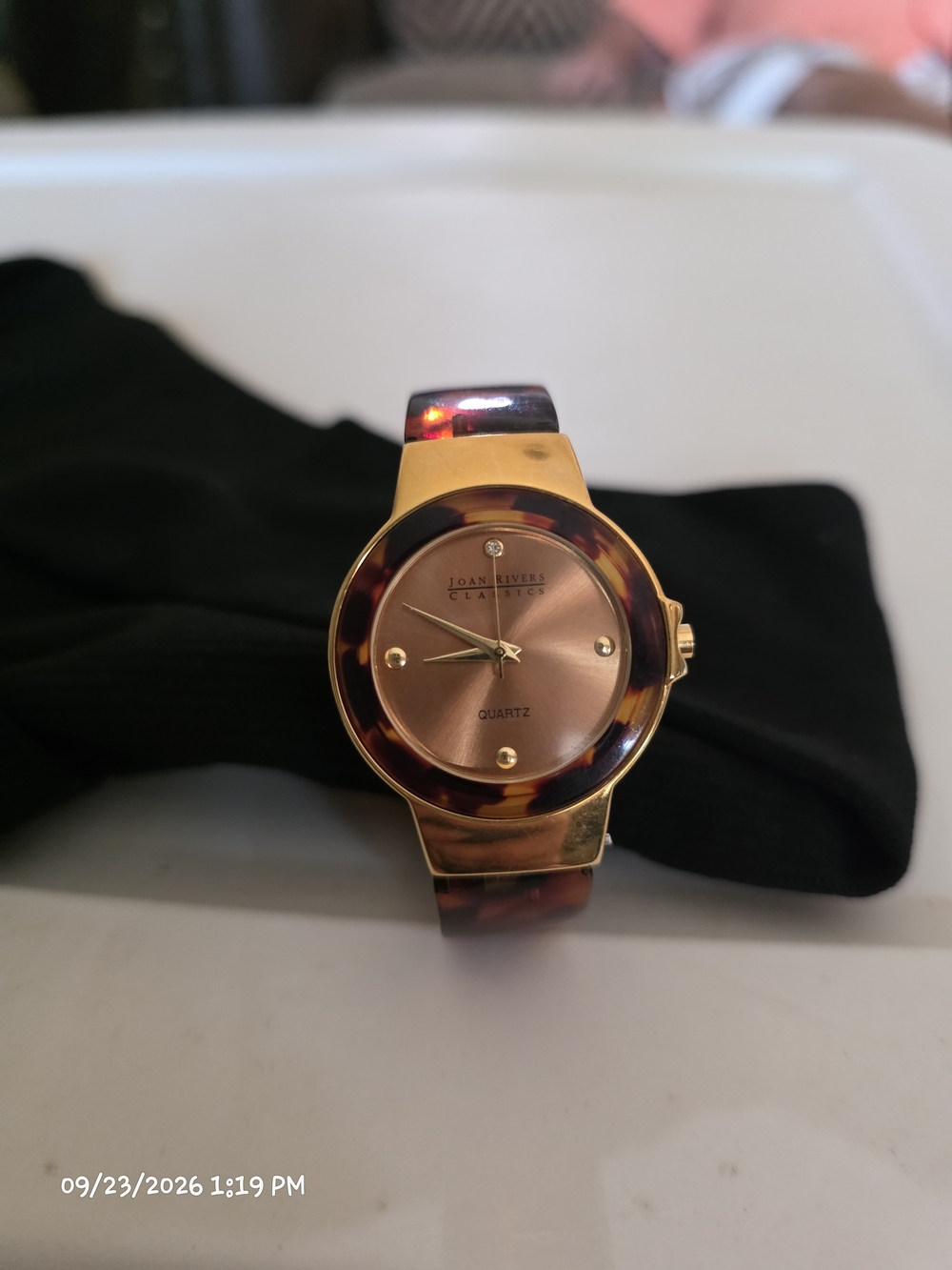 Joan Rivers Gold-Tone Watch with Tortoiseshell Accents